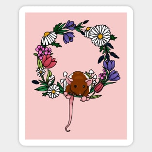 Rat with a spring floral wreath Magnet